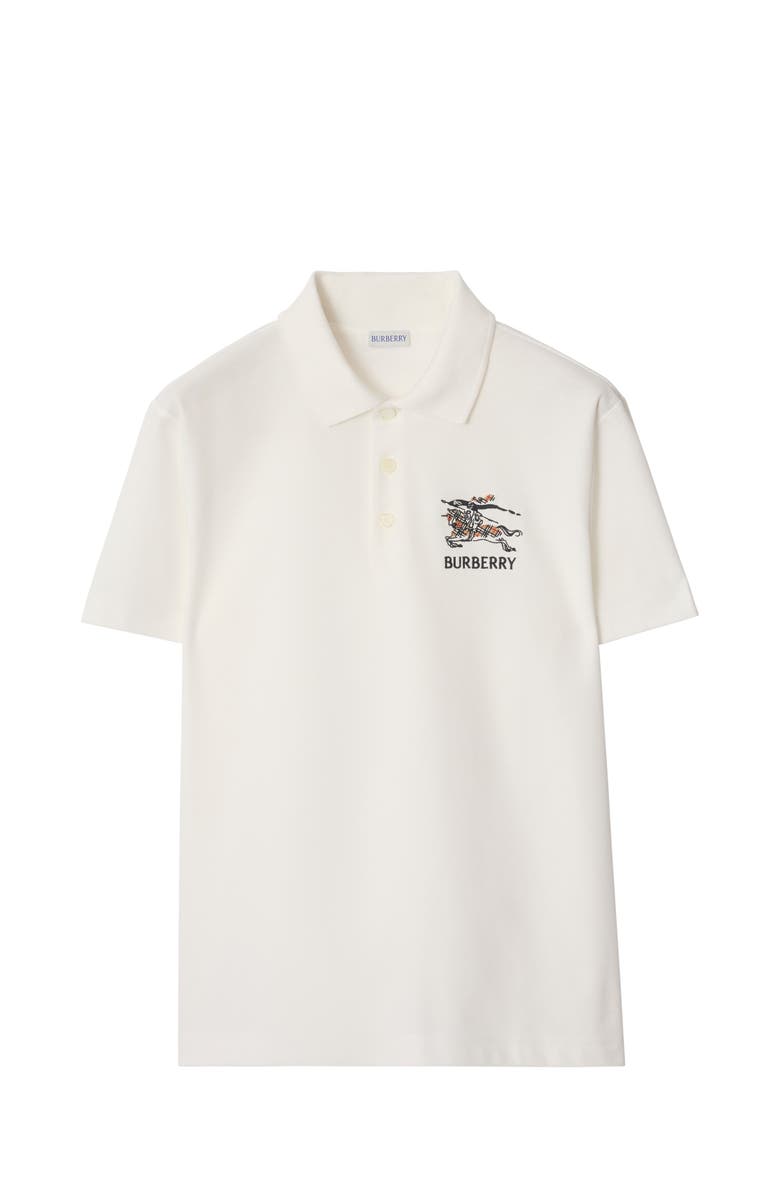 Burberry Knight Logo Cotton Polo Shirt, Main, color, Chalk White