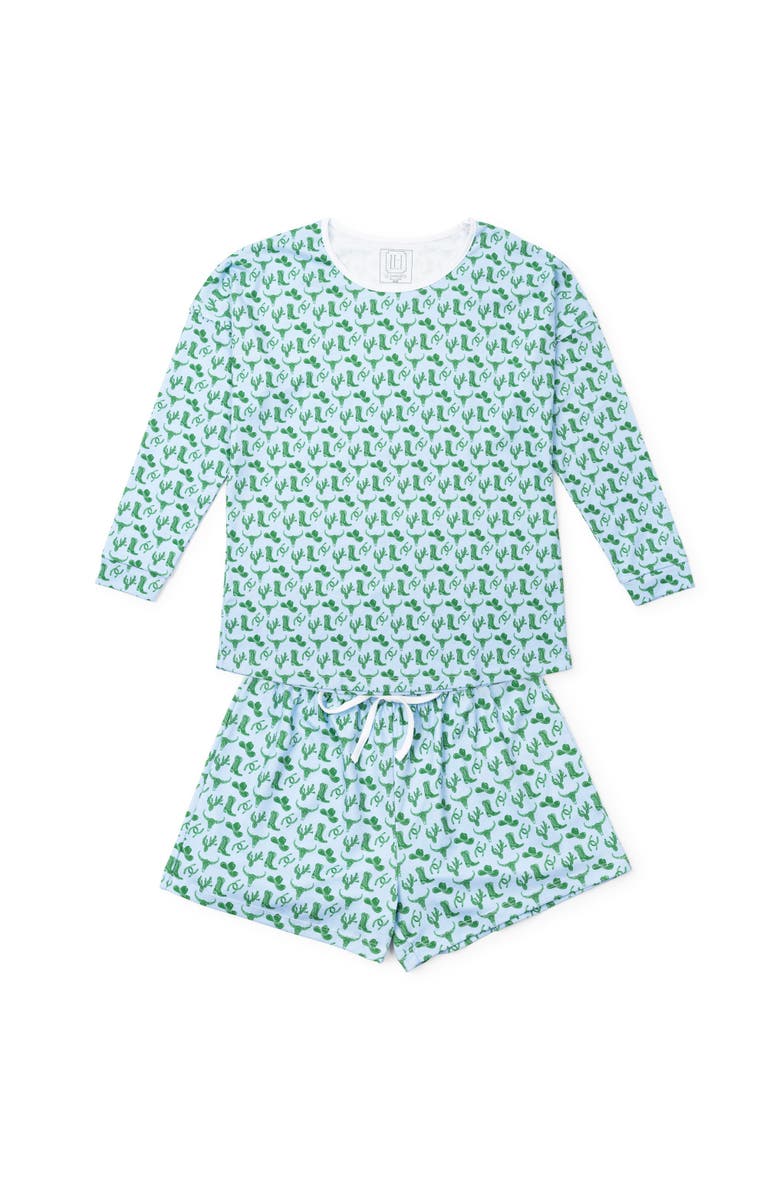 Lila and Hayes Anna Women's Longsleeve Top Short Set, Main, color, Wild West Blue