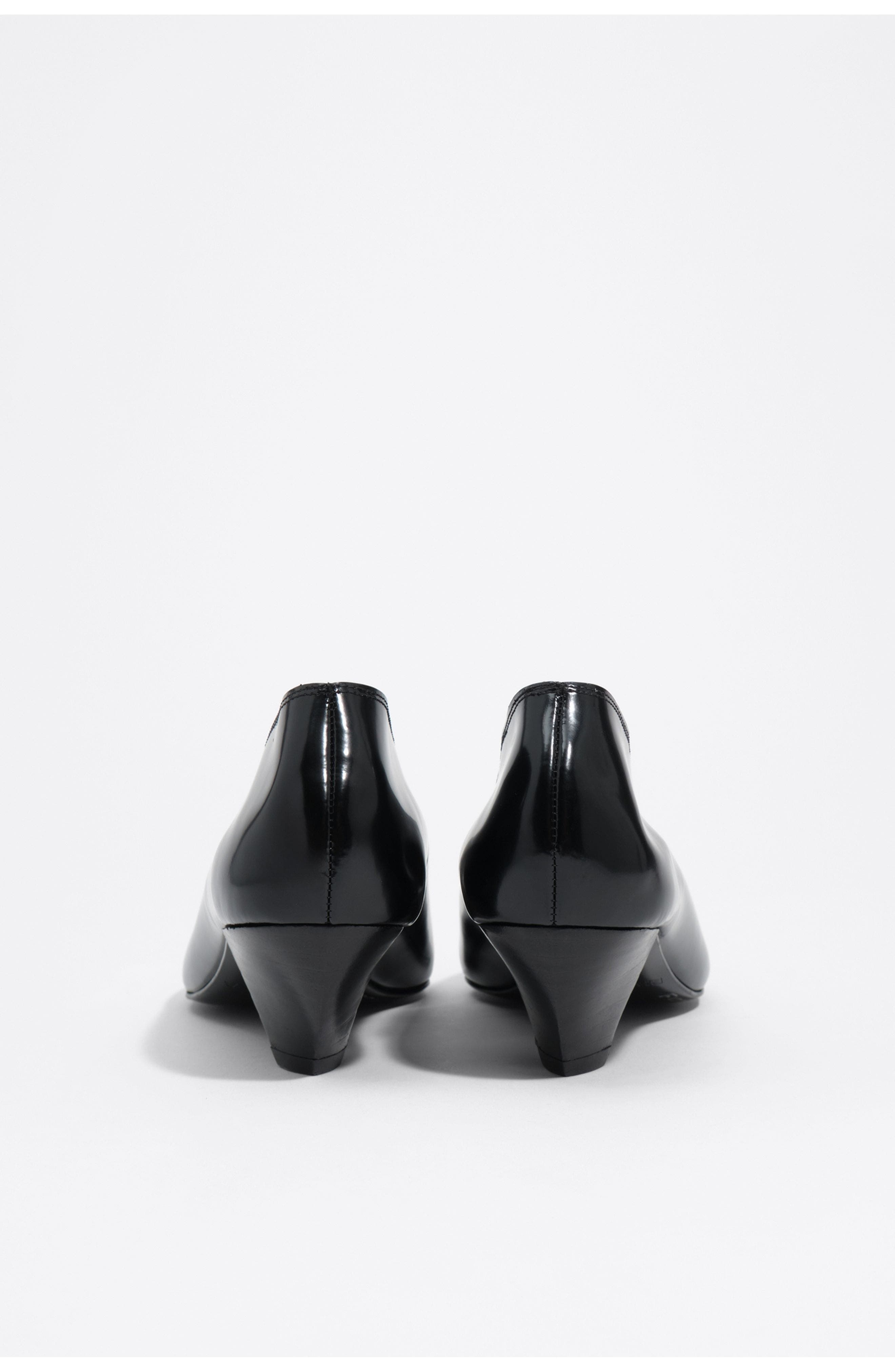 Leather Mid-Heel Court Shoe, Alternate, color, BLACK