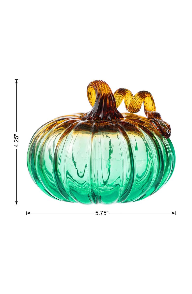 Glitzhome Gradient Small Glass Pumpkins, Alternate, color, Green