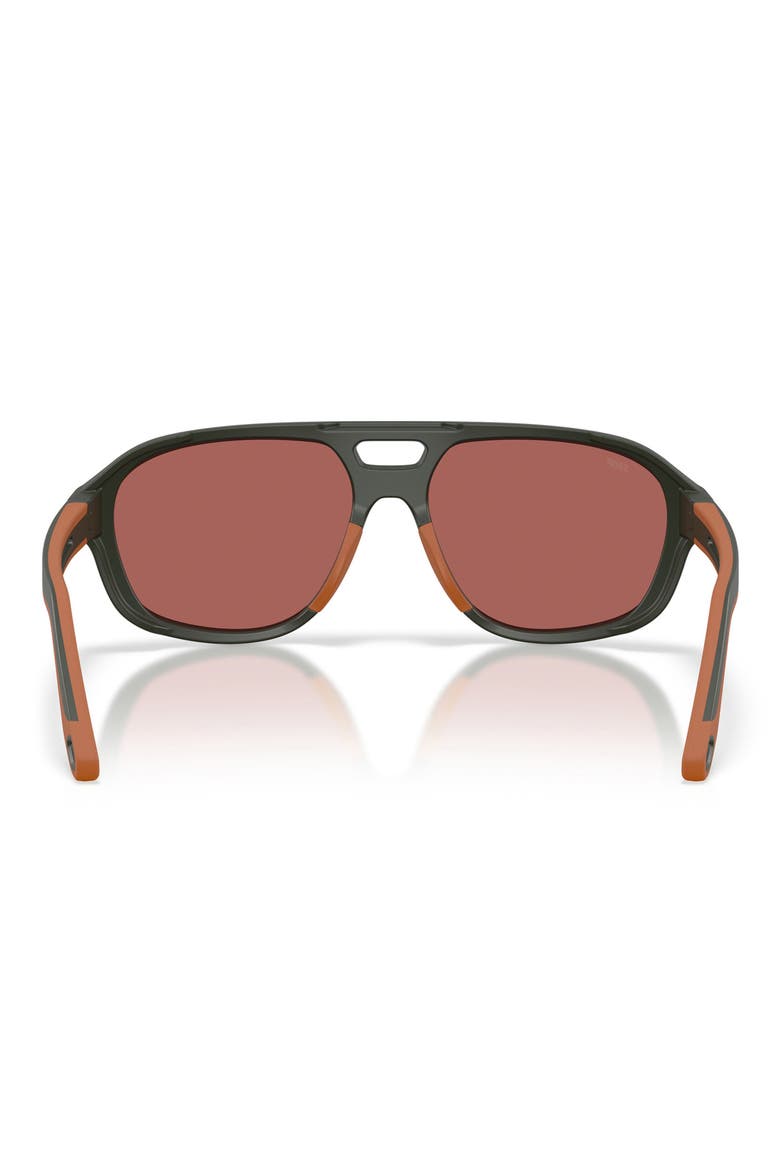 Street Heat 55mm Polarized Mirrored Rectangular Sunglasses, Alternate, color, MATTE OLIVE / GOLD MIRROR