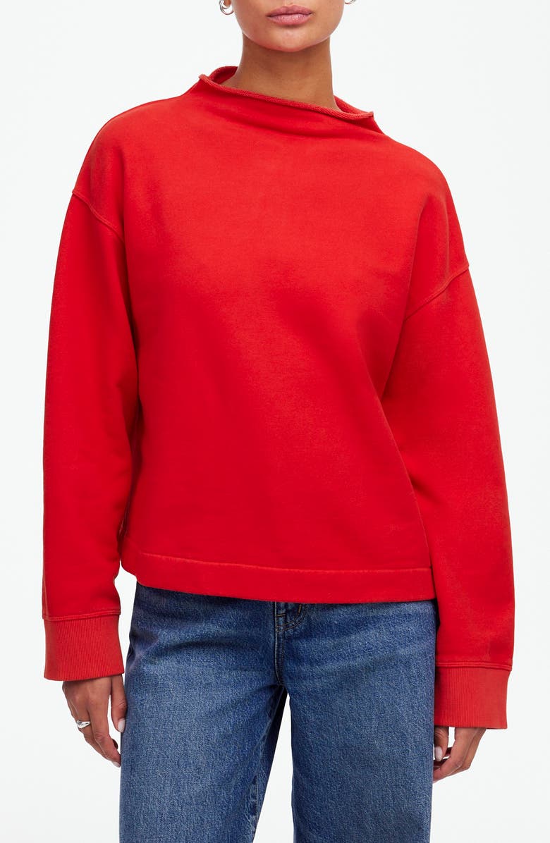 Madewell Funnel Neck Long Sleeve Sweatshirt, Main, color, 