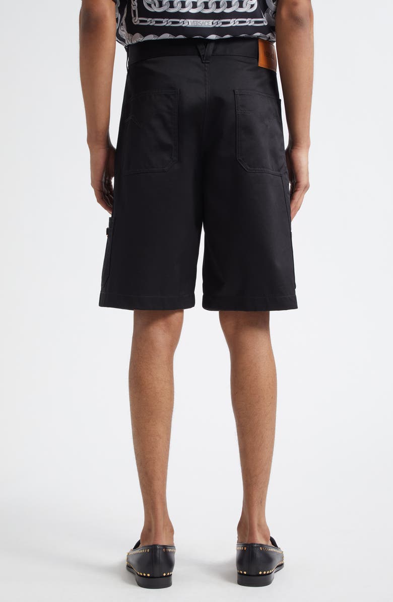 Versace Cotton Gabardine Cargo Shorts, Alternate, color, Black