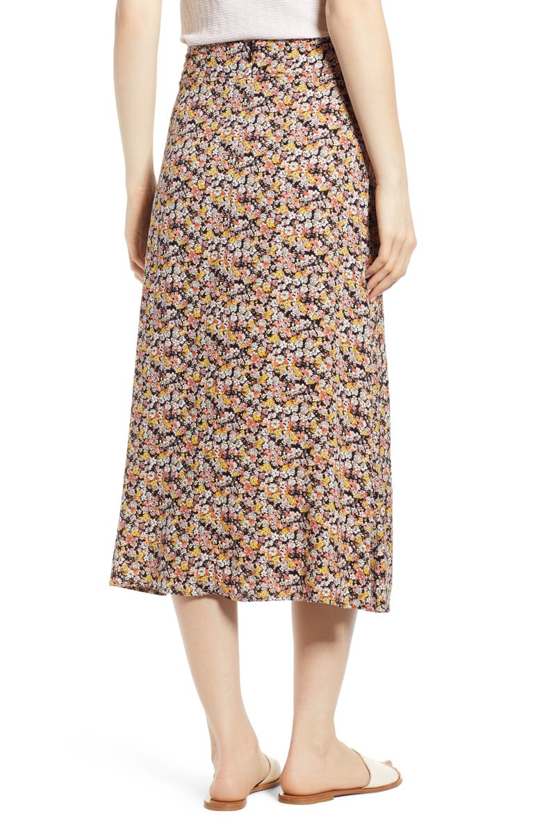 Love, Fire Tie Waist Floral Print Midi Skirt, Alternate, color,