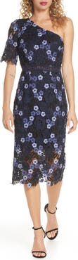 Chi Chi London Lenka One-Shoulder Crochet Lace Cocktail Dress
