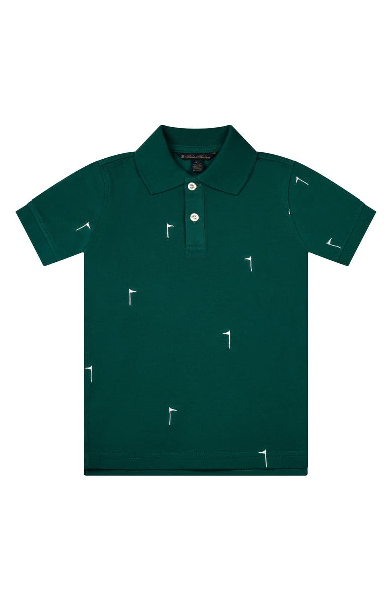 Brooks Brothers Kids' Embroidered Golf Flag Piqué Polo, Main, color,