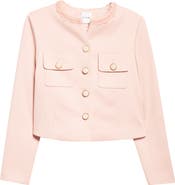 ST. JOHN Braided Trim Stretch Twill Crop Jacket