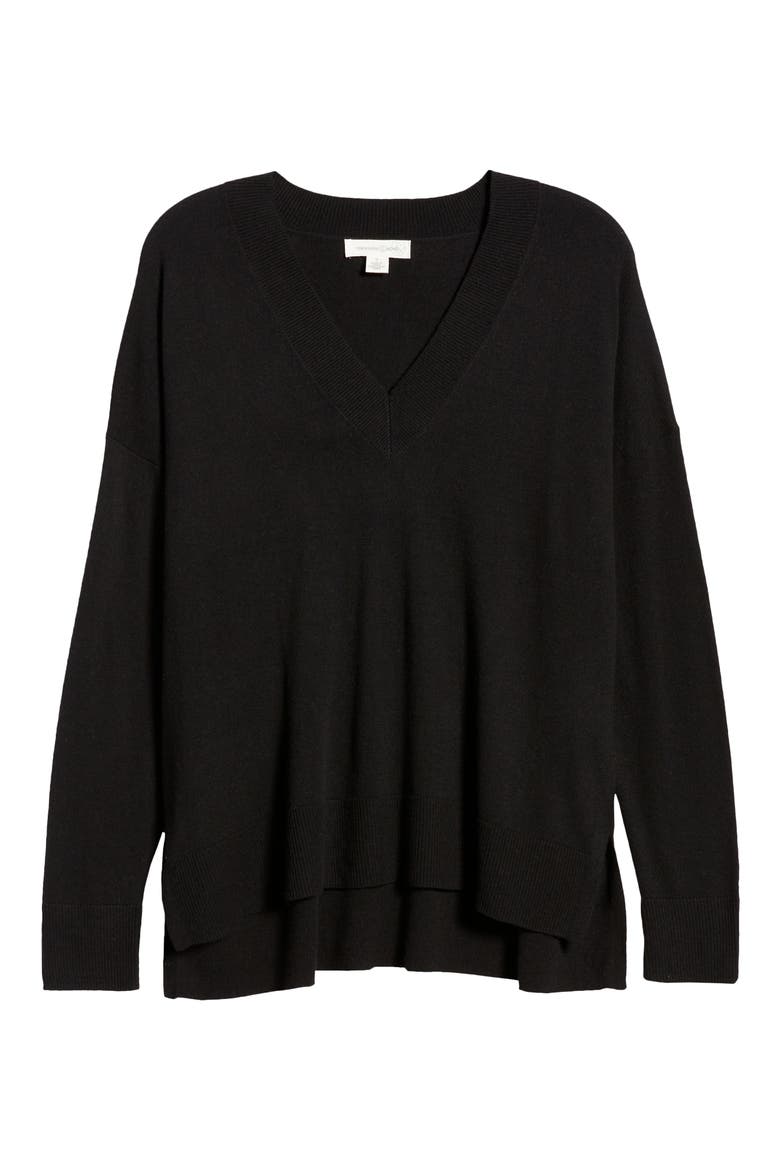 Women's V-Neck Sweater, Alternate, color, BLACK