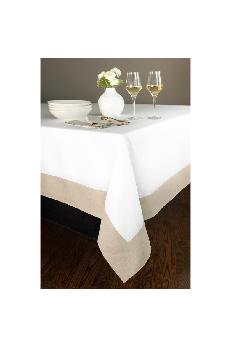 Linen Tablecloth - Contempo, Alternate, color, Natural and White