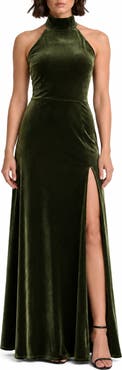 BY DESIGN Mock Neck Sleeveless Velvet Maxi Dress