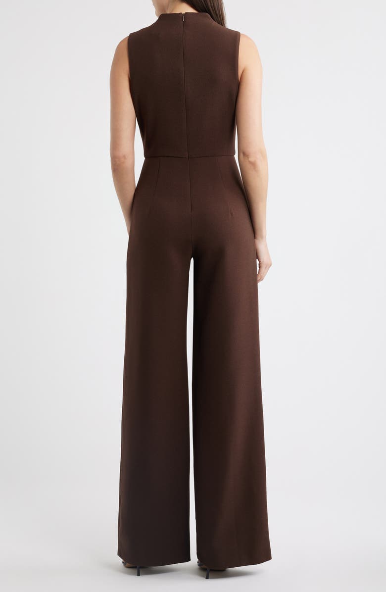 Black Halo Corrine Draped Bodice Wide Leg Jumpsuit, Alternate, color, Espresso