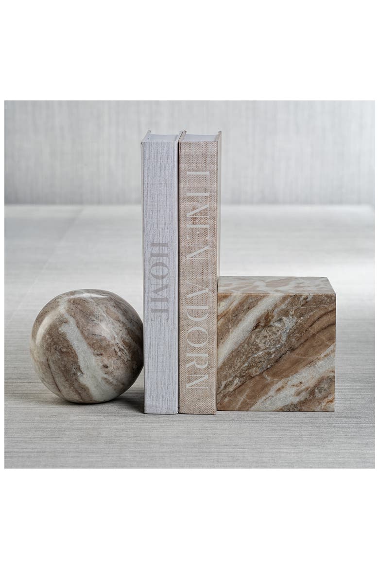 Altamura Square Marble Bookend, Alternate, color, BROWN