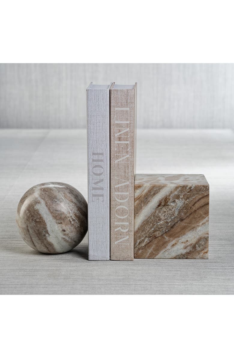 Zodax Altamura Set of 2 Marble Bookends, Alternate, color, Brown