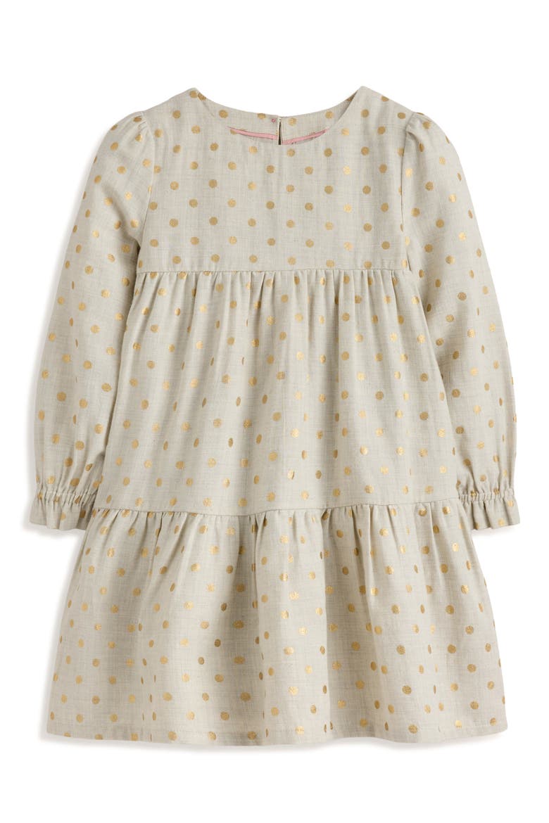 Kids' Betsy Tiered Cotton Dress, Main, color, OATMEAL/ GOLD SPOT