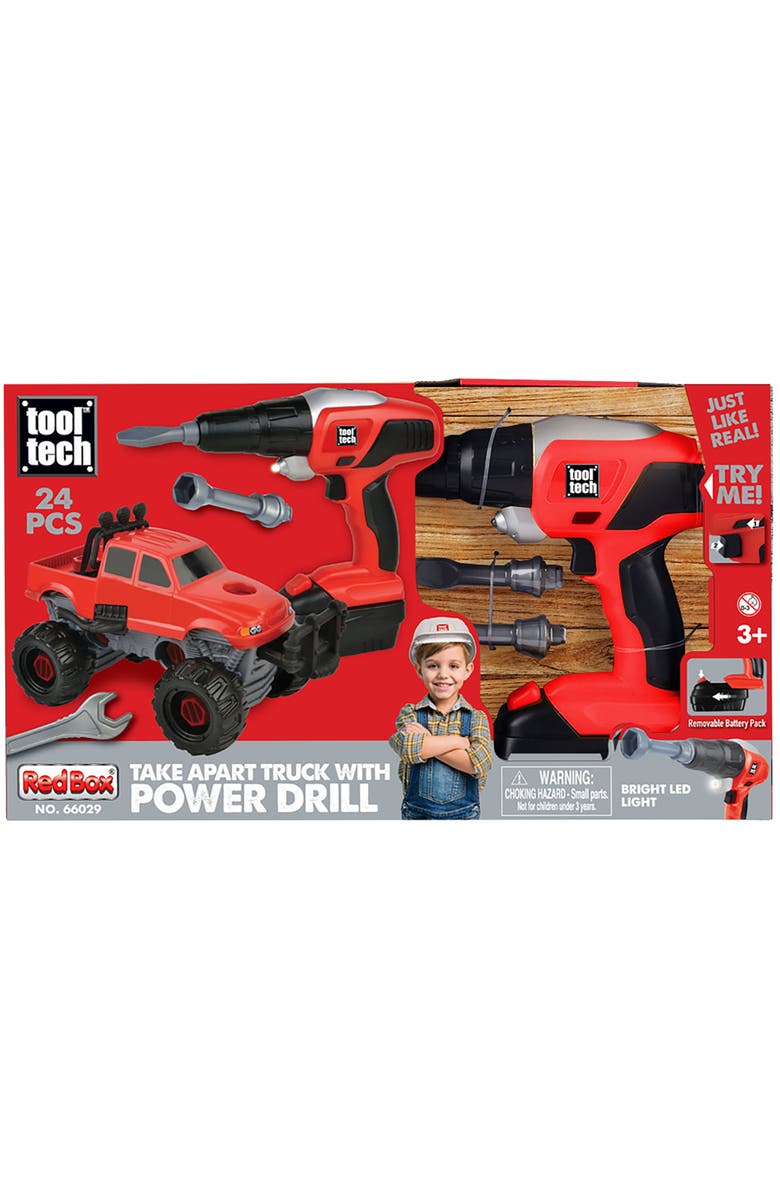 Red Box Take Apart Truck and Power Drill Set, Alternate, color, Red