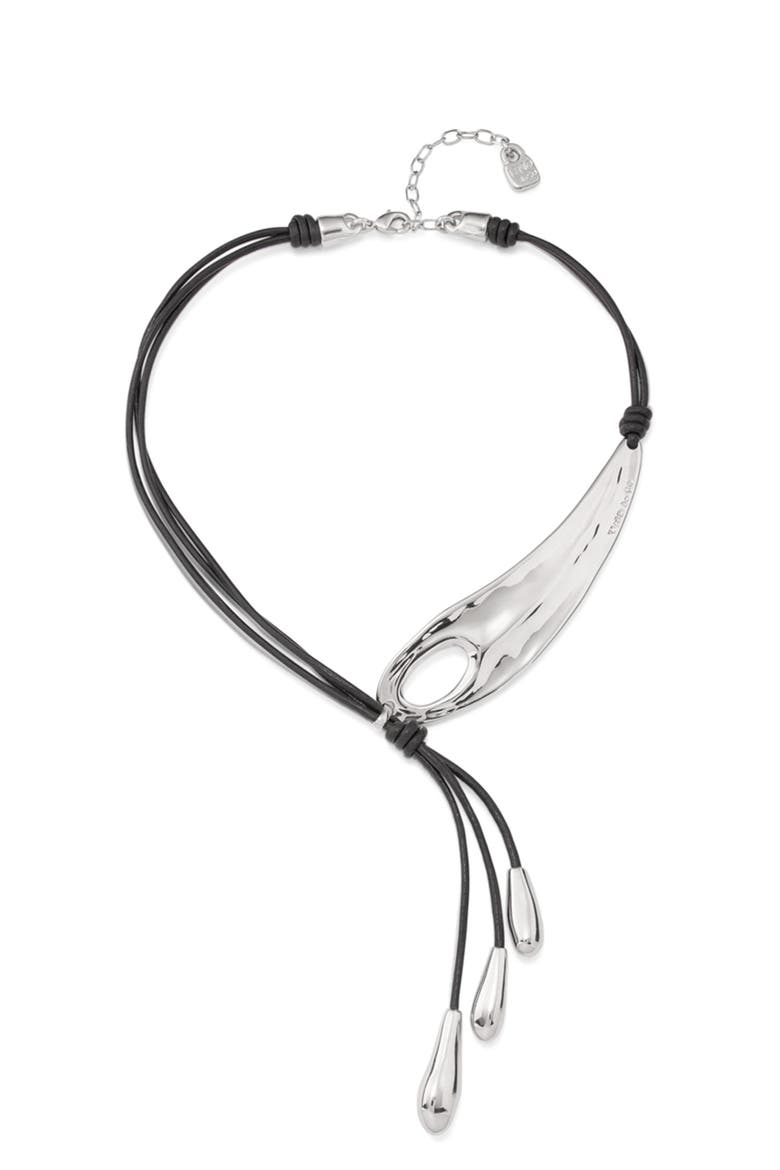 Fringed Leather Whip Necklace, Main, color, Silver