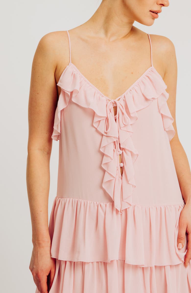 Torn by Ronny Kobo Orcadia Ruffle Maxi Dress, Alternate, color, Light Pink