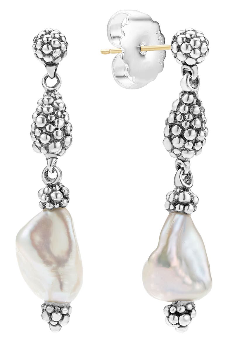 Luna Keshi Pearl Nugget Drop Earrings, Alternate, color, SILVER
