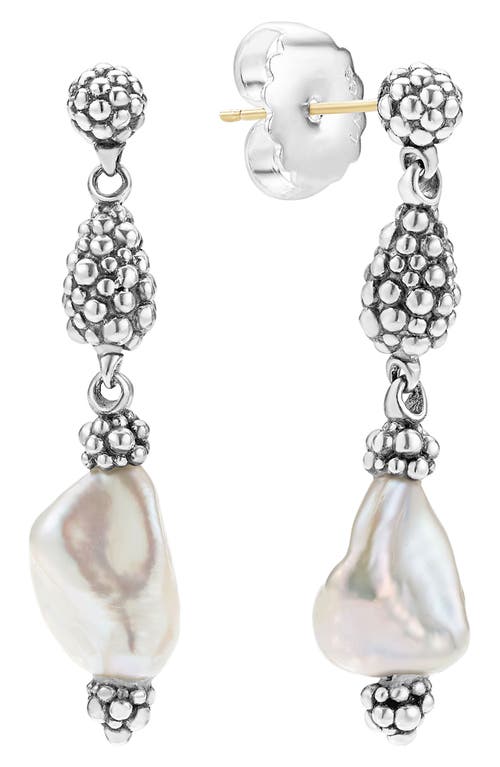 Lagos Sterling Silver Luna Keshi Pearl & Caviar Bead Drop Earrings In Silver