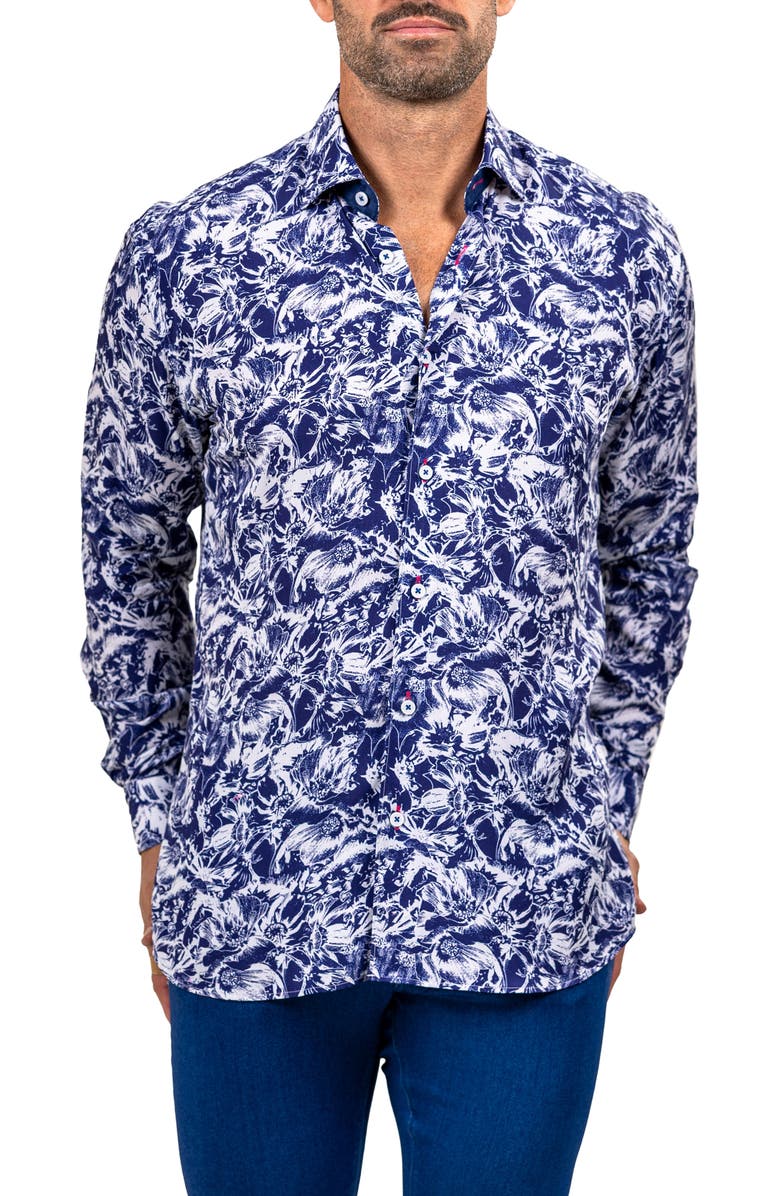 Maceoo Fibonacci Marthyr 0265 Contemporary Fit Button-Up Shirt, Alternate, color, Blue