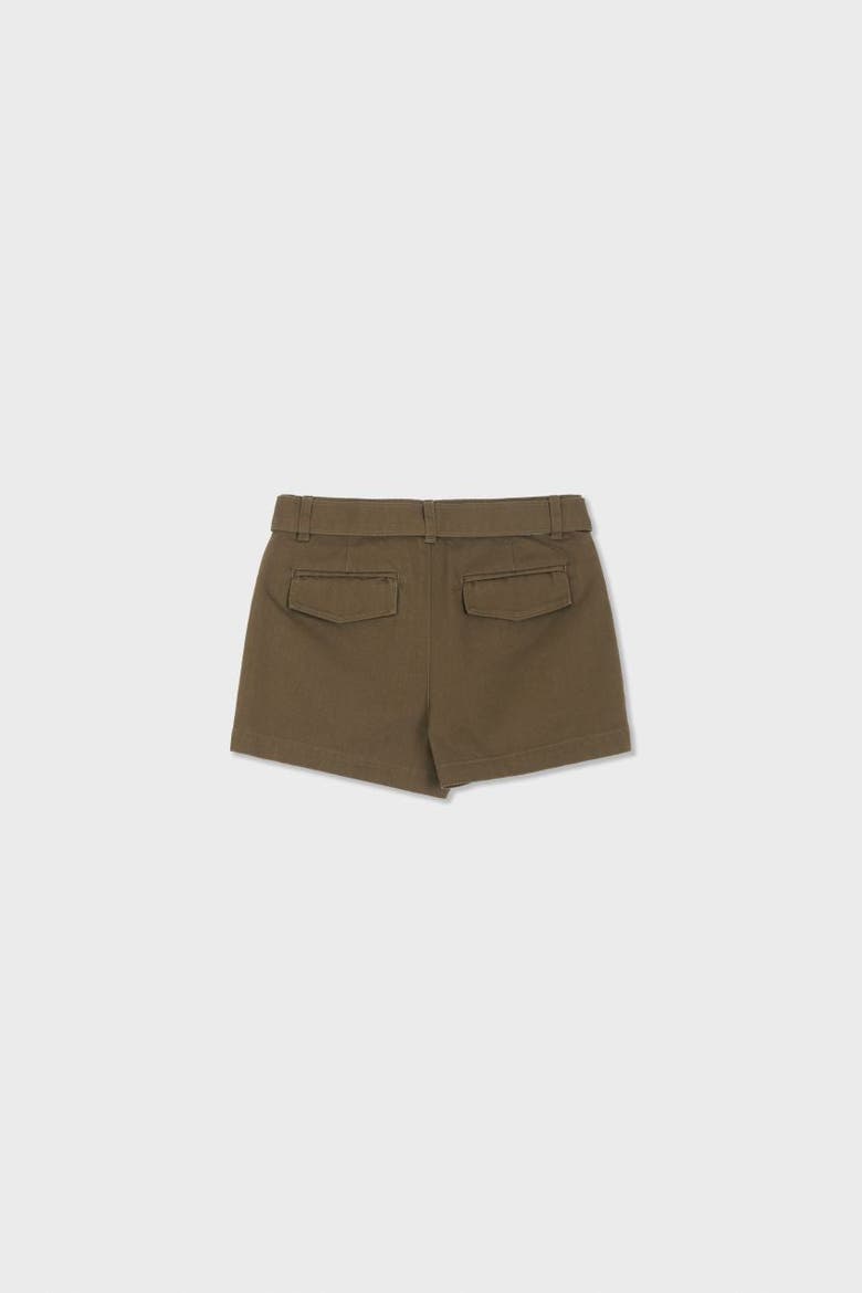 Organic Cotton Cargo Front Short With Belt, Alternate, color, Military Olive