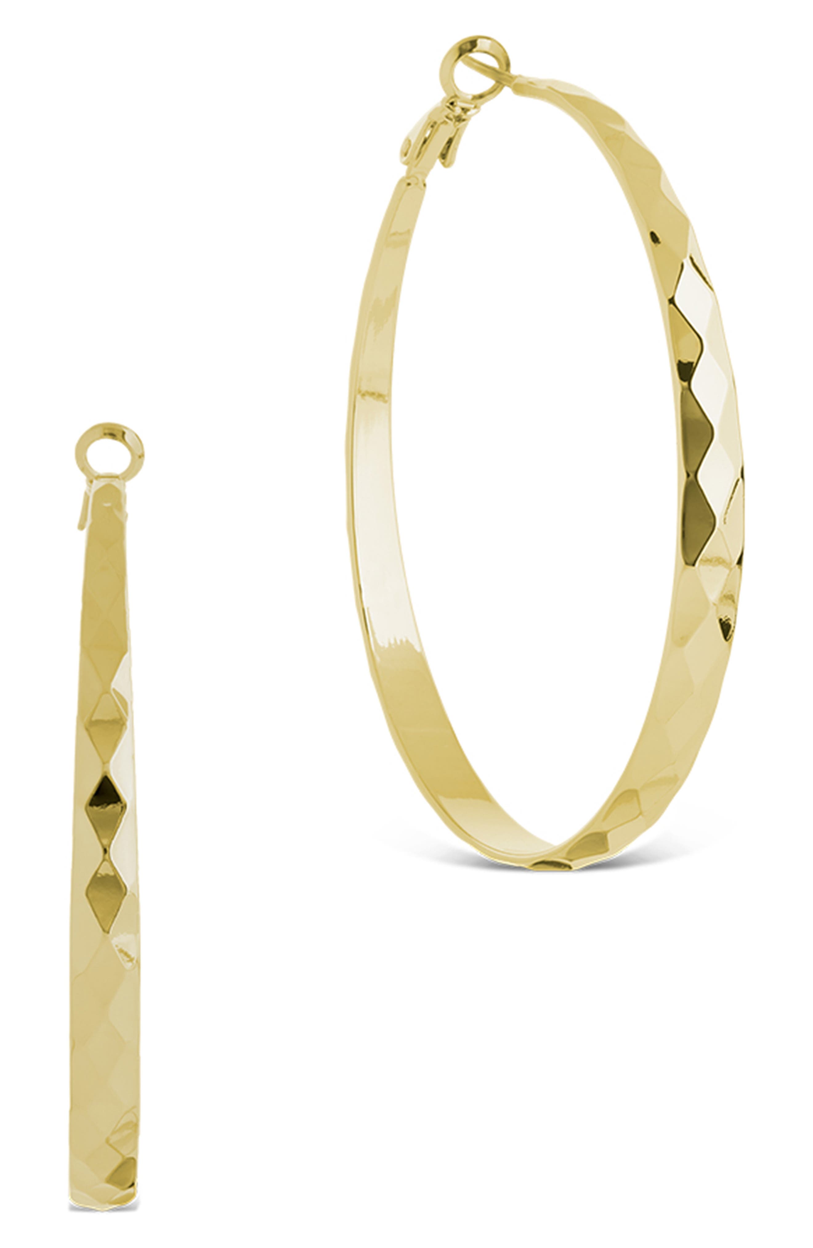 Sterling Forever Fatima Textured Hoop Earrings