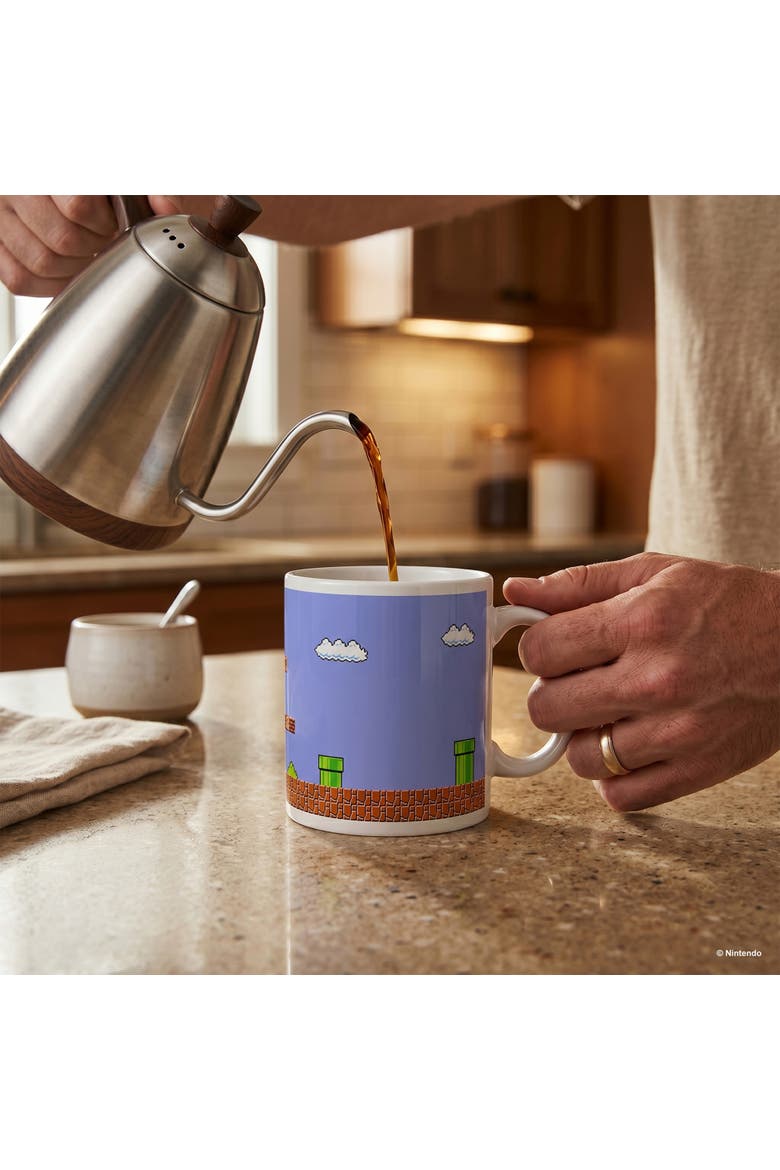 20 oz Super Mario Bros Retro Title Ceramic Mug, Alternate, color, White