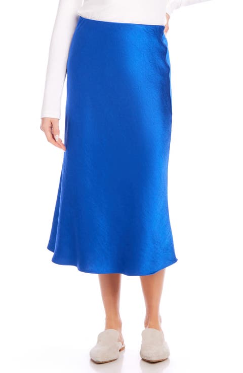 Bias Cut Satin Midi Skirt