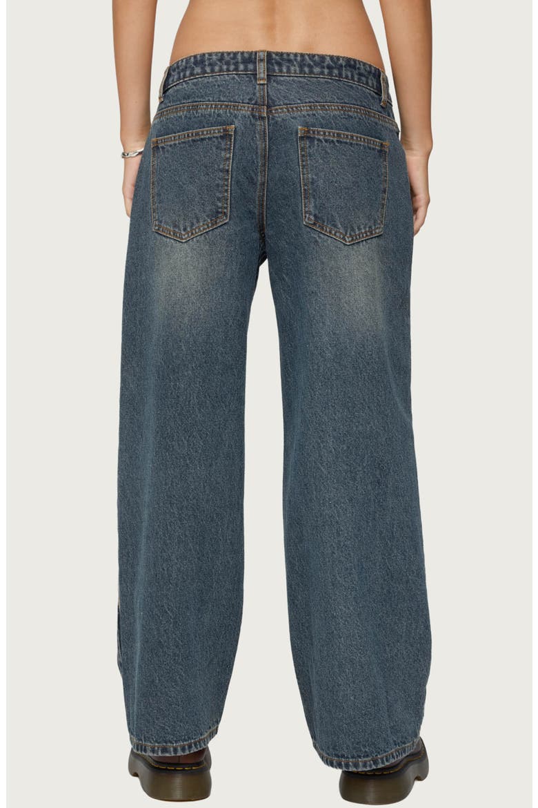 Contrast Panel Low Rise Wide Leg Jeans, Alternate, color, DARK-BLUE