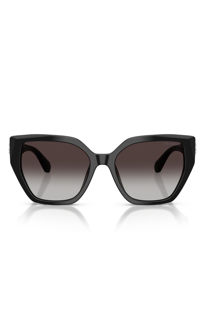 Swarovski 56mm Gradient Irregular Sunglasses, Main, color, Black / Gradient Grey