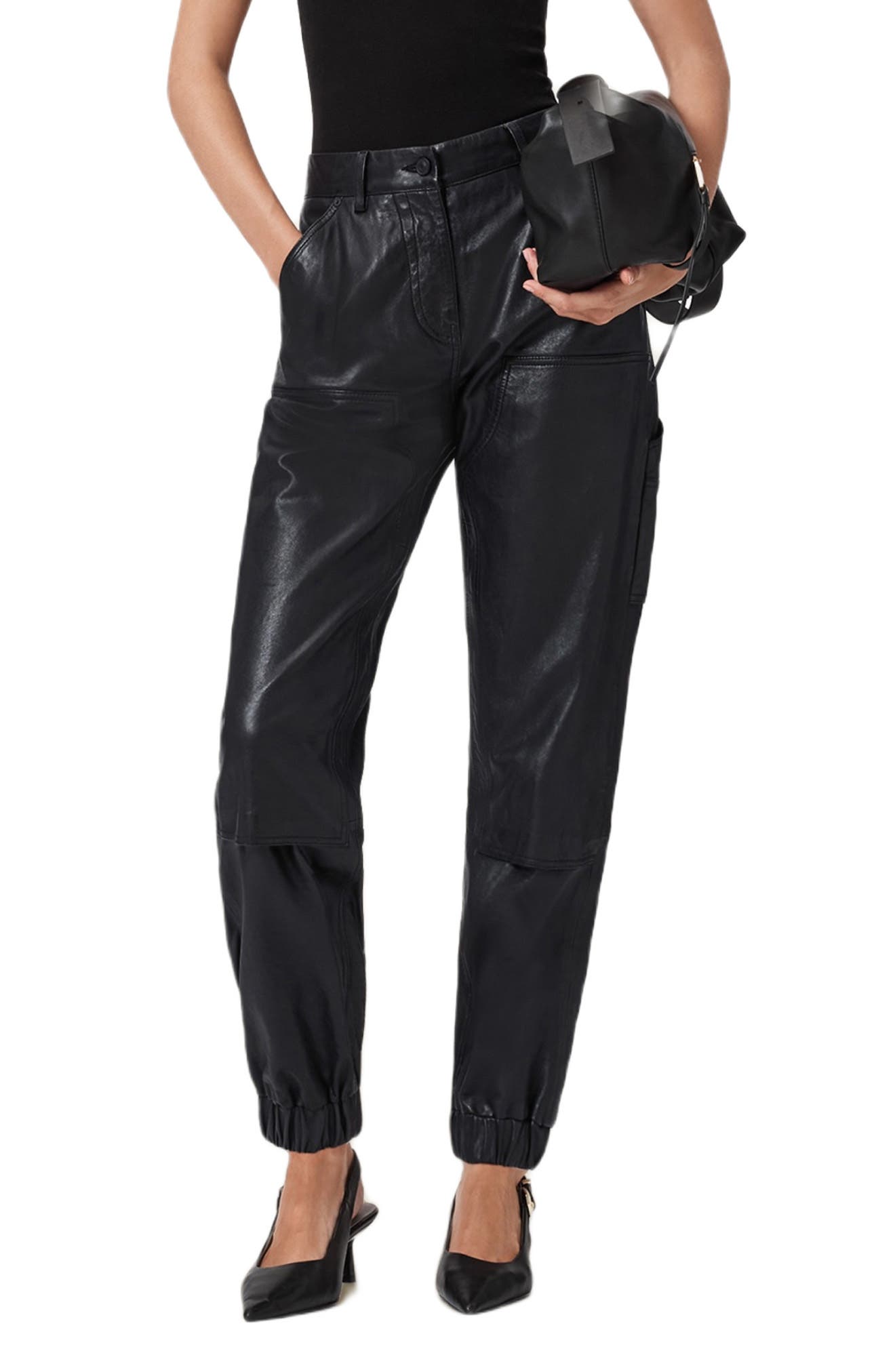 AllSaints El Carpenter Leather Joggers