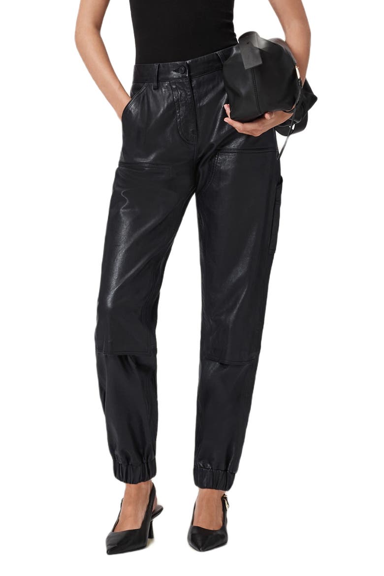 El Carpenter Leather Joggers, Main, color, BLACK