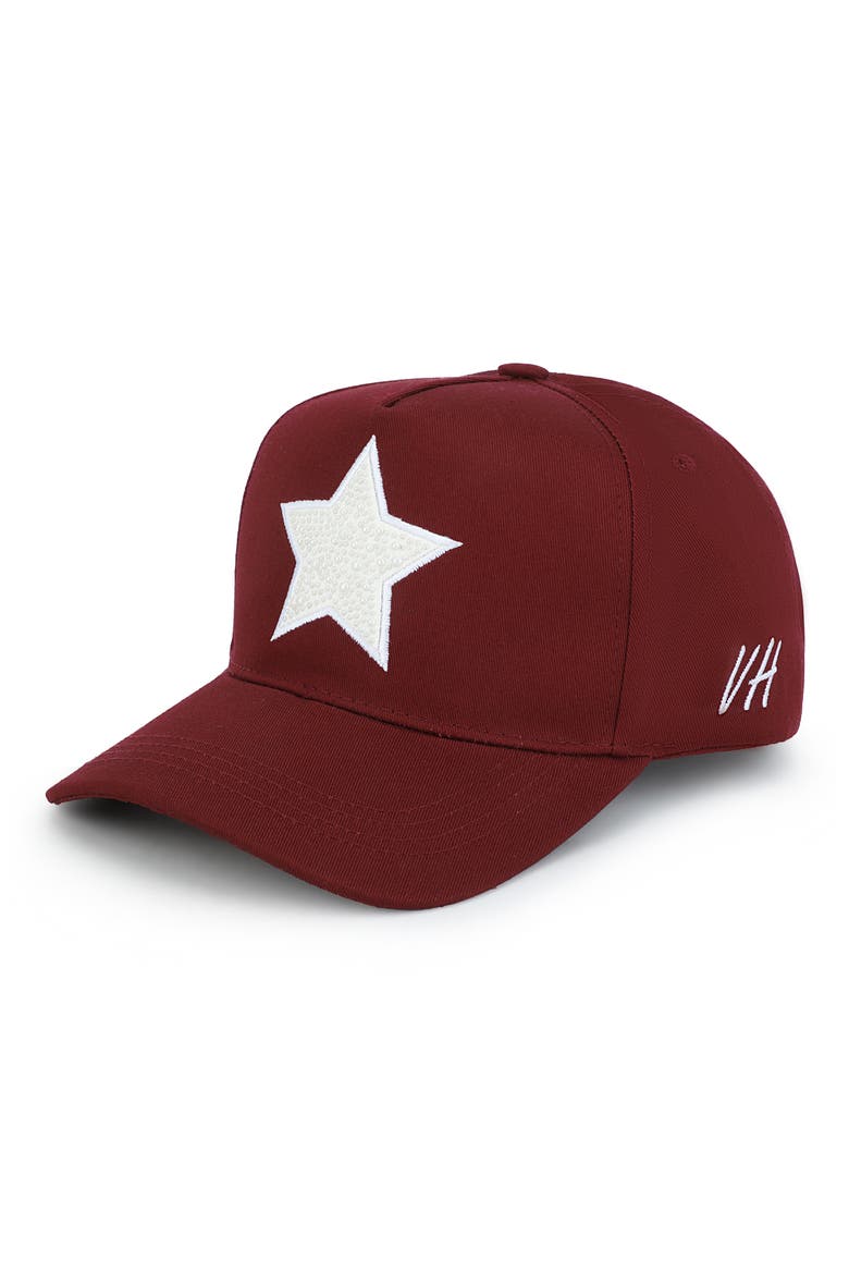 Faux Pearl Star Patch Baseball Cap, Alternate, color, MAROON/ PEARL