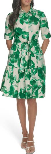 Floral Short Sleeve Cotton Shirtdress