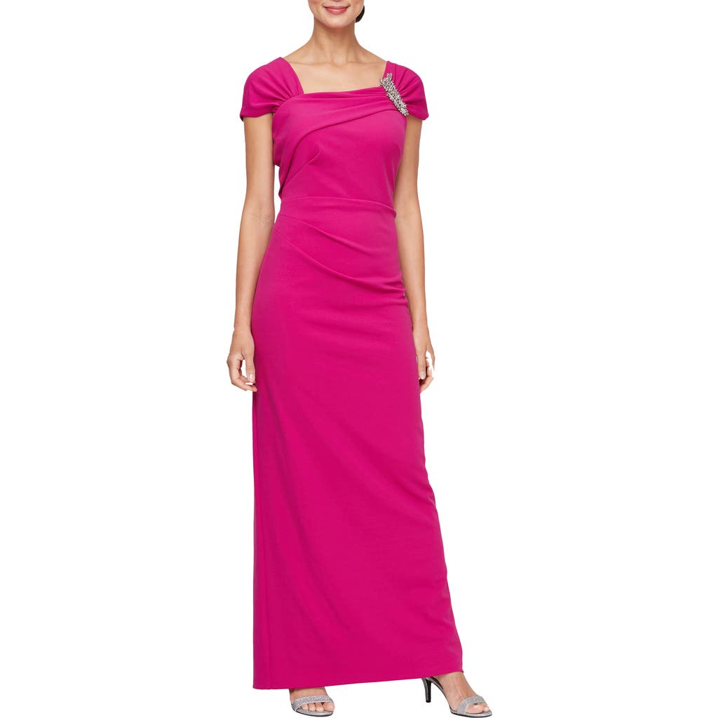 Alex Evenings Cap Sleeve Crepe Gown in Fuchsia  product