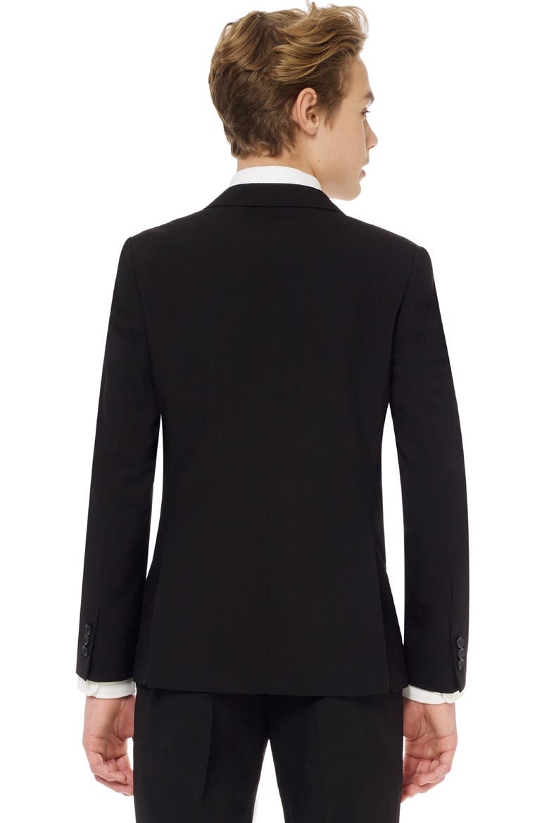 Kids' Black Knight Two-Piece Suit & Clip-On Tie, Alternate, color, BLACK