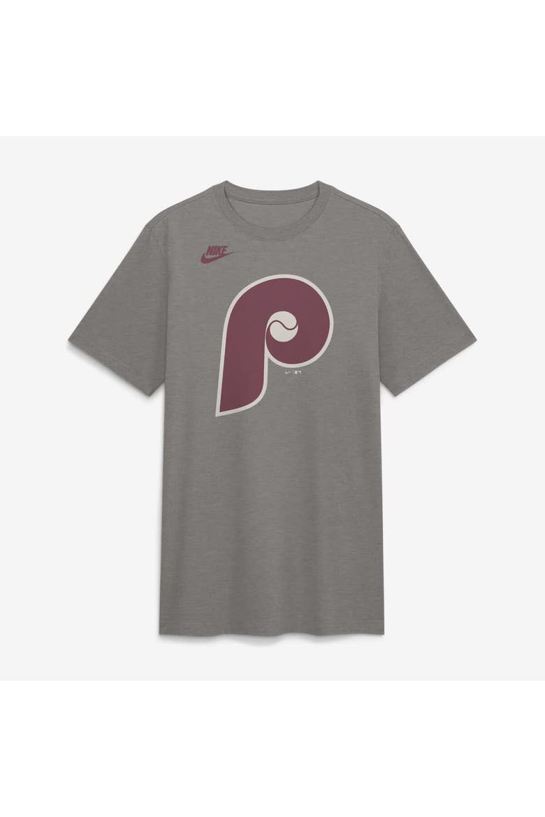 Men's Nike Heather Charcoal Philadelphia Phillies Cooperstown Logo Tri-Blend T-Shirt, Main, color, Heather Charcoal