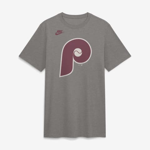 Men's Nike Heather Charcoal Philadelphia Phillies Cooperstown Logo Tri-Blend T-Shirt