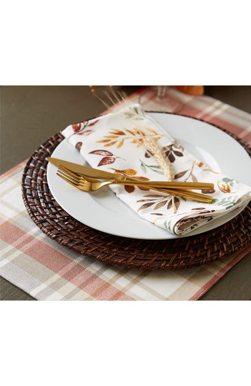 Design Imports Set Of 4 Thankful Reversible Embroidered Cotton Placemats In Multi
