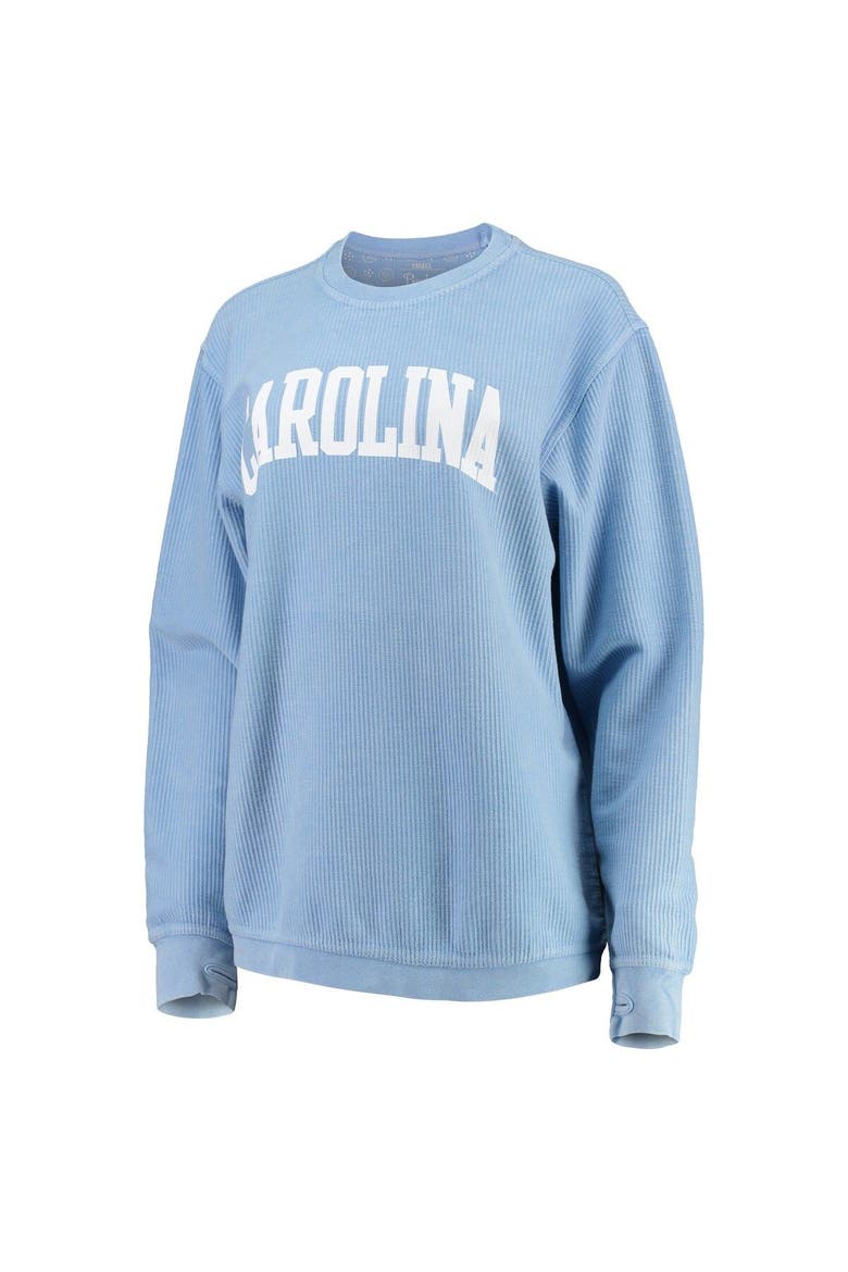 Women's Pressbox Carolina Blue North Carolina Tar Heels Comfy Cord Vintage Wash Basic Arch Pullover Sweatshirt, Alternate, color, Light Blue