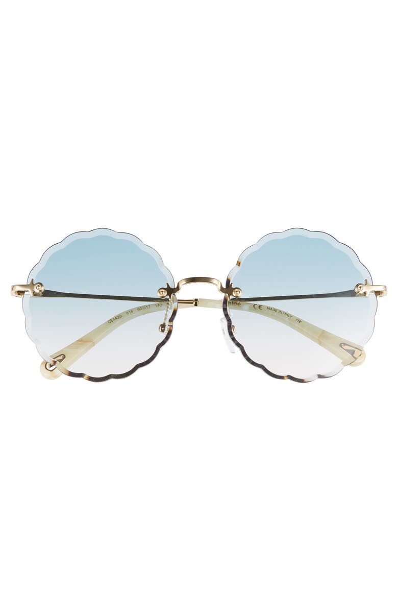 Chloé Rosie 60mm Scalloped Rimless Sunglasses, Alternate, color,