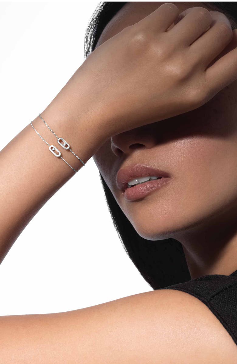 Messika Care Diamond Pavé Station Chain Bracelet, Alternate, color, White Gold