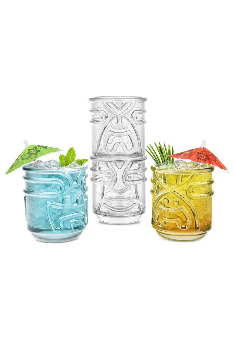 Tiki Tumbler Glasses, Set of 4, Main, color, Clear