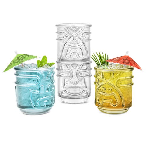 Tiki Tumbler Glasses, Set of 4