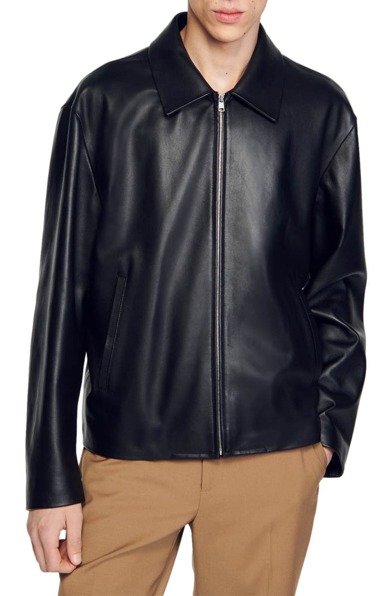 SANDRO Lambskin jacket, Main, color, 