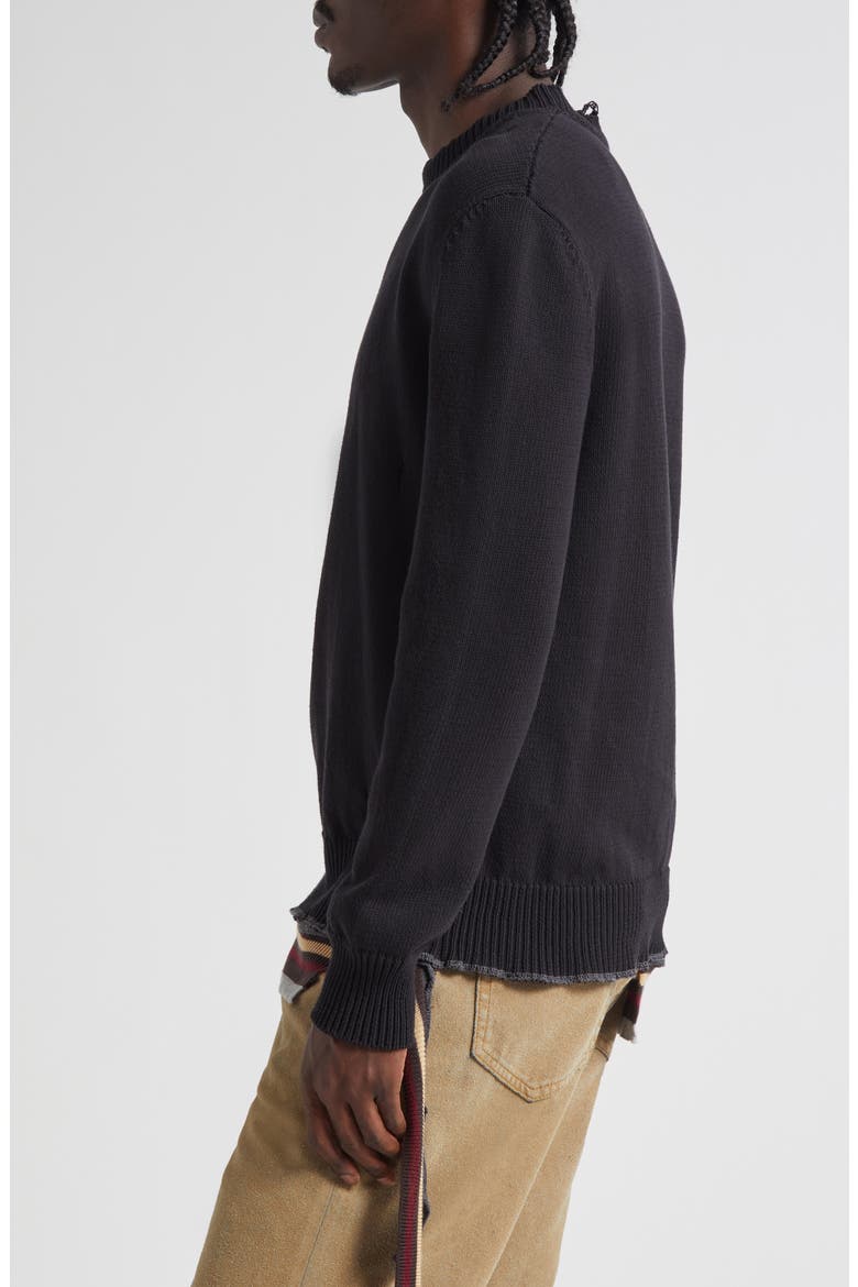 Distressed Crewneck Sweater, Alternate, color, BLACK-MULTICOLOR
