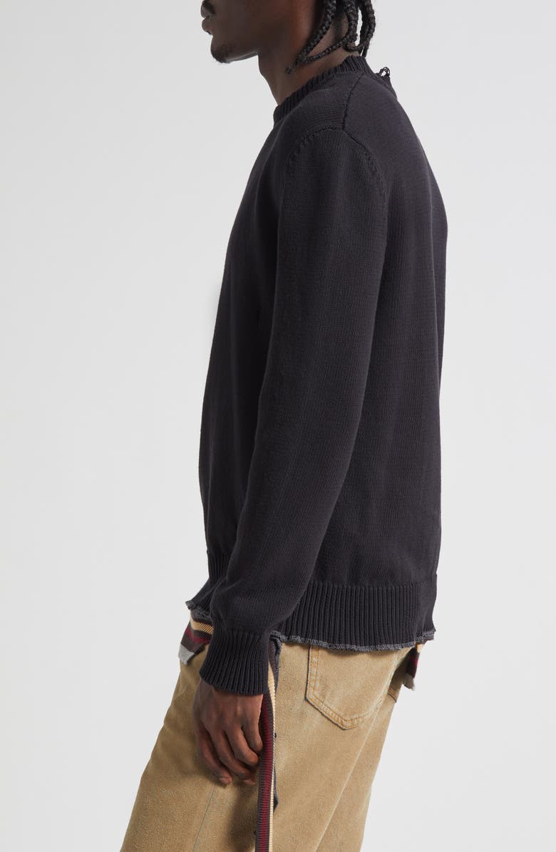 MM6 Maison Margiela Distressed Crewneck Sweater, Alternate, color, Black-Multicolor