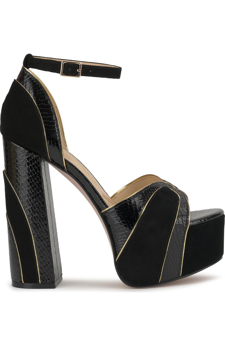 Jessica Simpson Avele Ankle Strap Block Heel Platform Sandal, Alternate, color, Black/ Gold