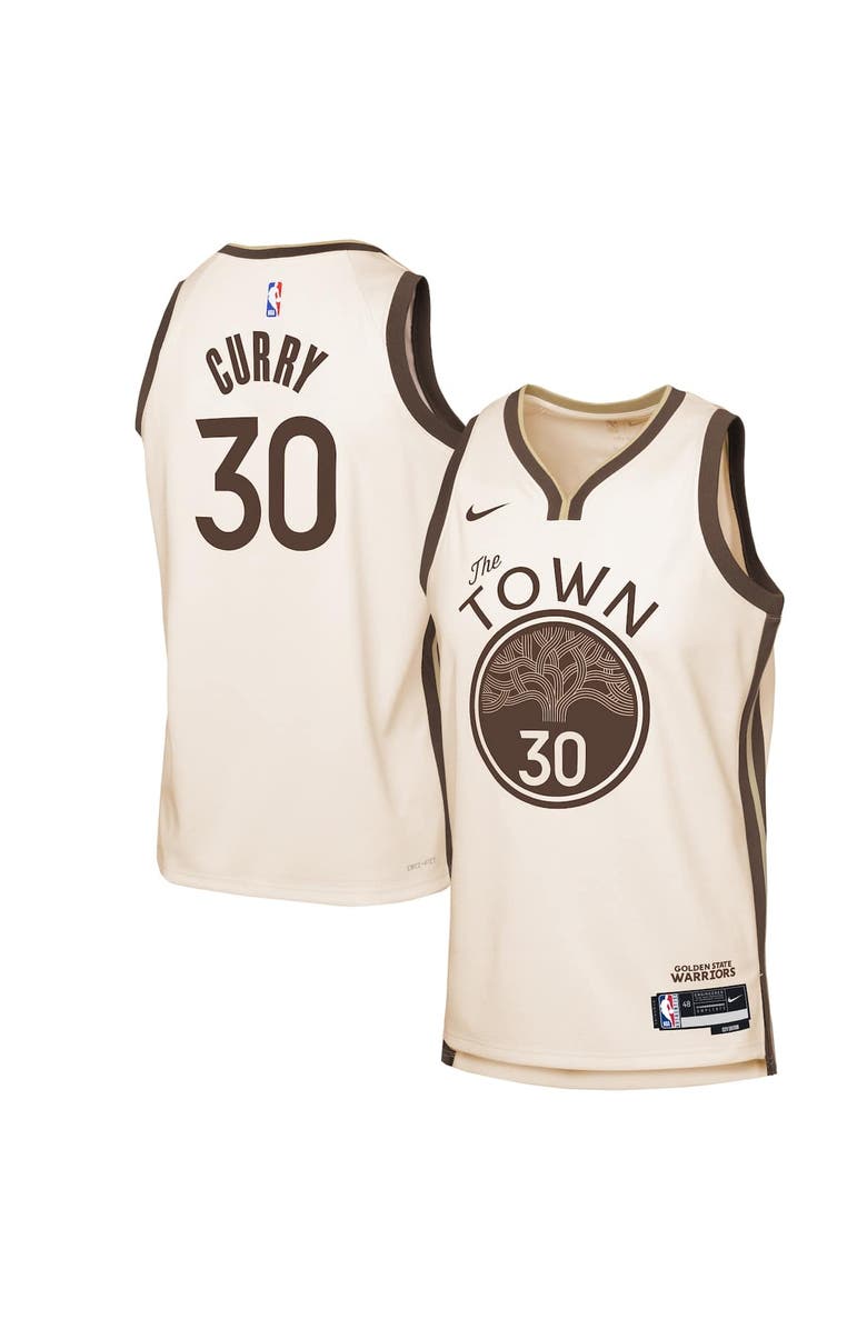 Nike Youth Nike Stephen Curry Tan Golden State Warriors 2025/26 City Edition Swingman Jersey, Alternate, color, Tan