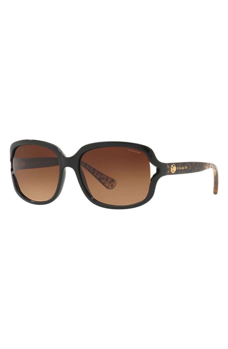 COACH 58mm Gradient Square Sunglasses, Alternate, color, Black Tiger